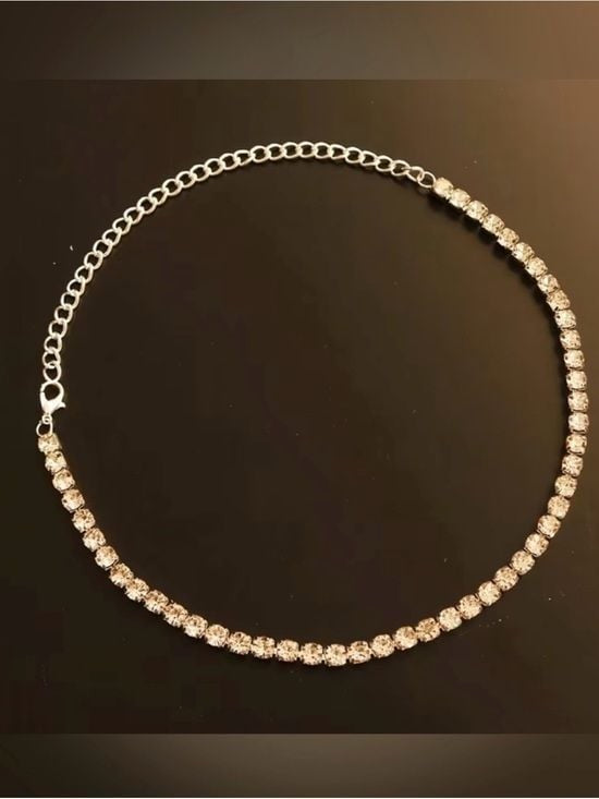 Elegant White Crystal Tennis Necklace - Women Jewelry Earrings