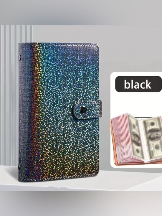 Glitter Rainbow Card Organizer Wallet - Savings Book
