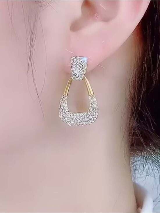 Gold Pavé Teardrop Hoop Earrings - Women Jewelry
