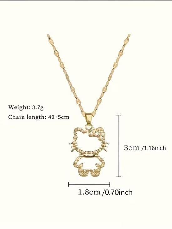 Girls Crystal Hello Kitty Cat Pendanty Necklace - Kids Jewelry