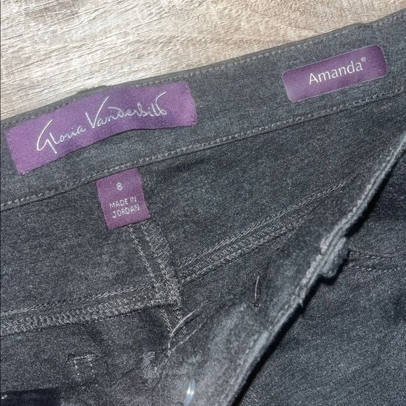 Gloria Vanderbilt Amanda Chevron Print Charcoal Grey Black Pants Jeans Sz 8