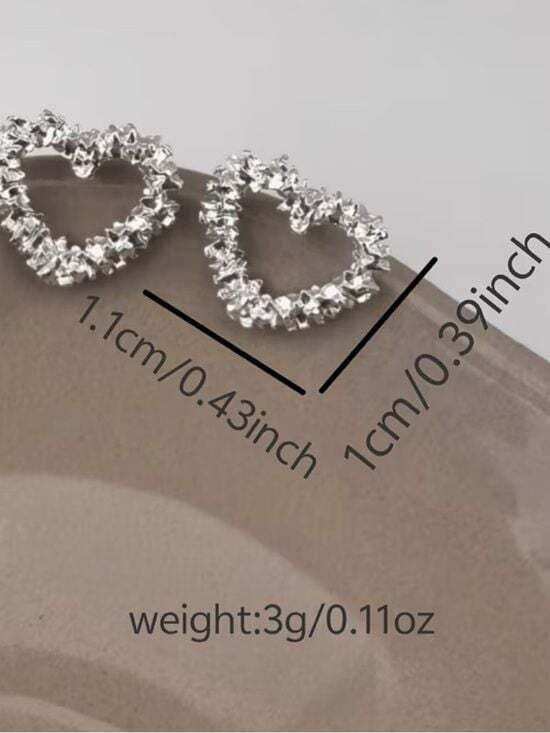 Silver Heart Halo Stud Earrings with Clear Crystals