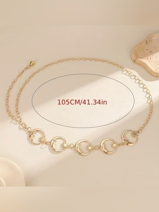 Gold Crescent Link Waist Chain Belt - Women's Accessory