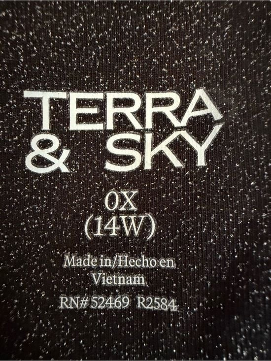 Terra & Sky Black Glitter High-Rise Fitted Leggings Sparkle Black Size 14w 0X