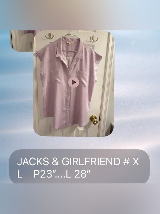 JACHS Girlfriend XL Lavender Cap Sleeve Button-Front Blouse