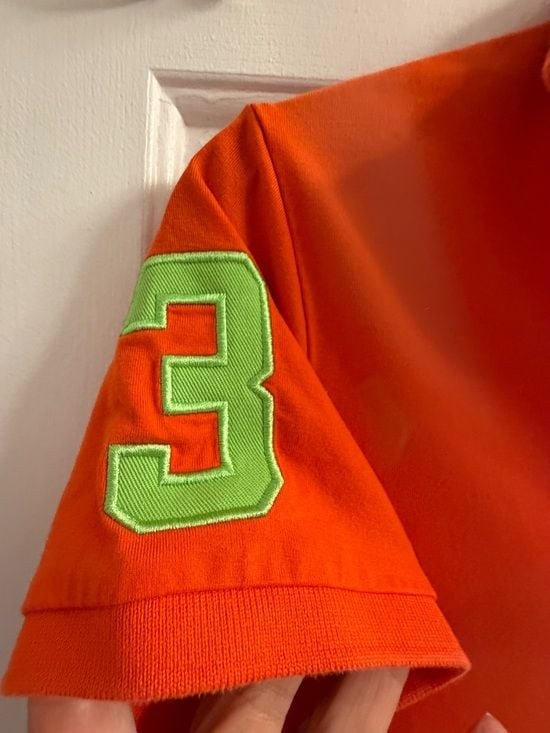 Stretch Cotton Short Sleeve Ralph Lauren Golf Orange Half Zip Polo Shirt Medium